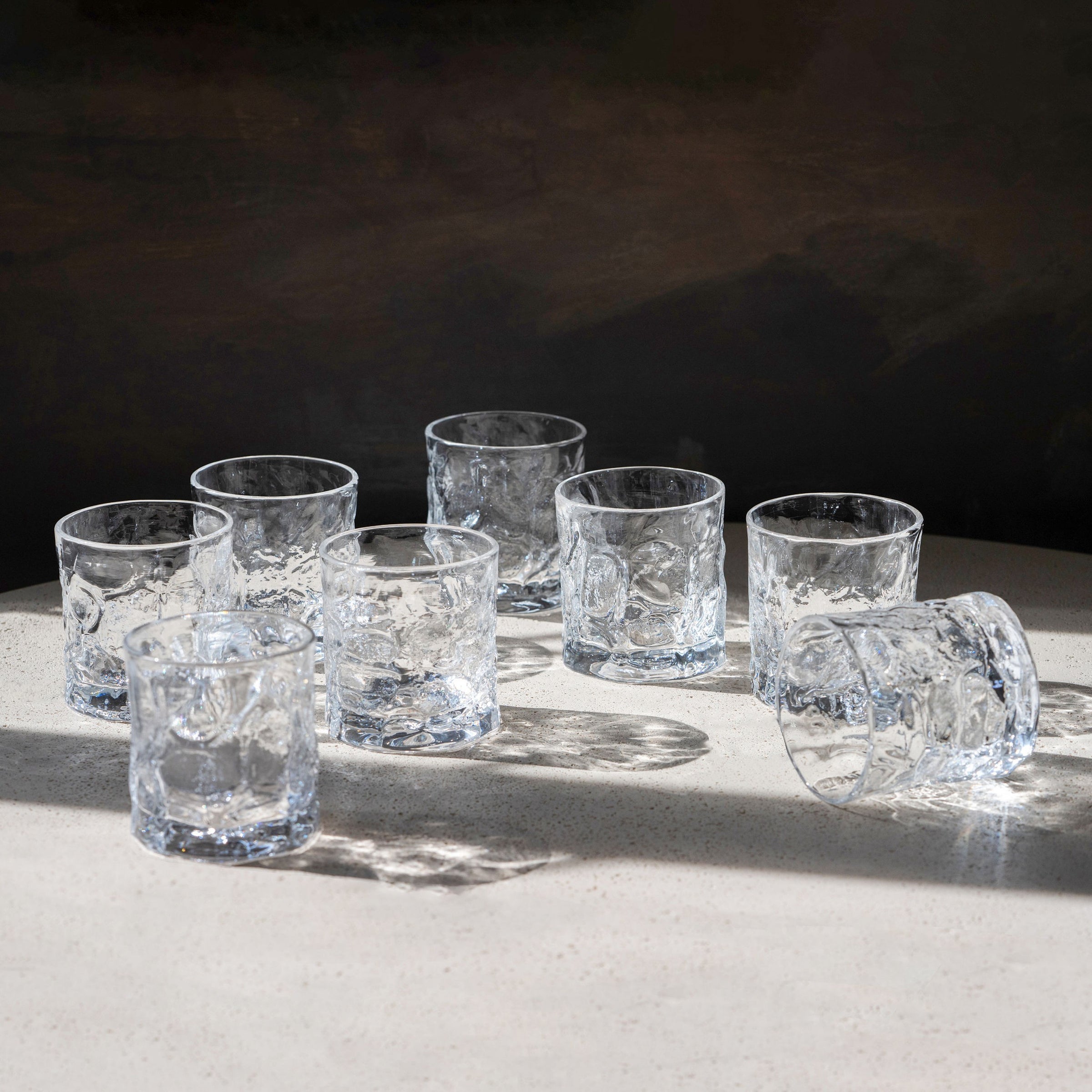 River Rock Lowball Glass Set of Eight - Hand-Blown Drinkware by Dante ...