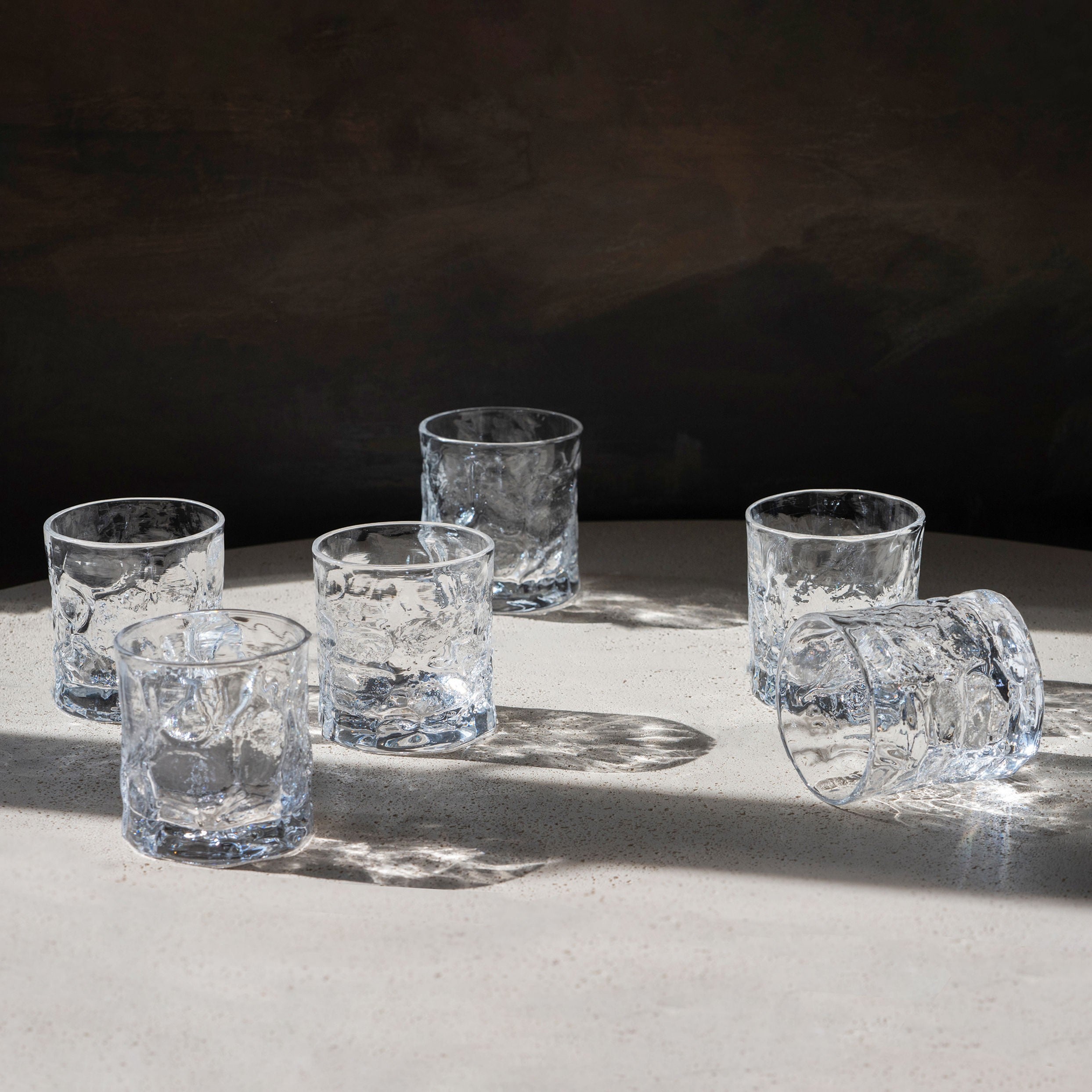 River Rock Lowball Glass Set of Six- Hand-Blown Drinkware by Dante ...